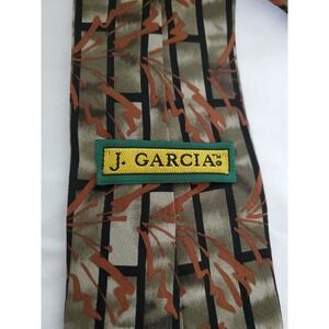 Vtg J. GARCIA COLLECTION  Fourteen "Plant Person" SILK Olive Grn  NECKTIE TIE